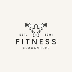 Fitness logo vector hipster vintage icon illustration