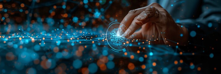 Businessman analyzing AI-driven market data for strategic business growth with hyper-realistic visualizations