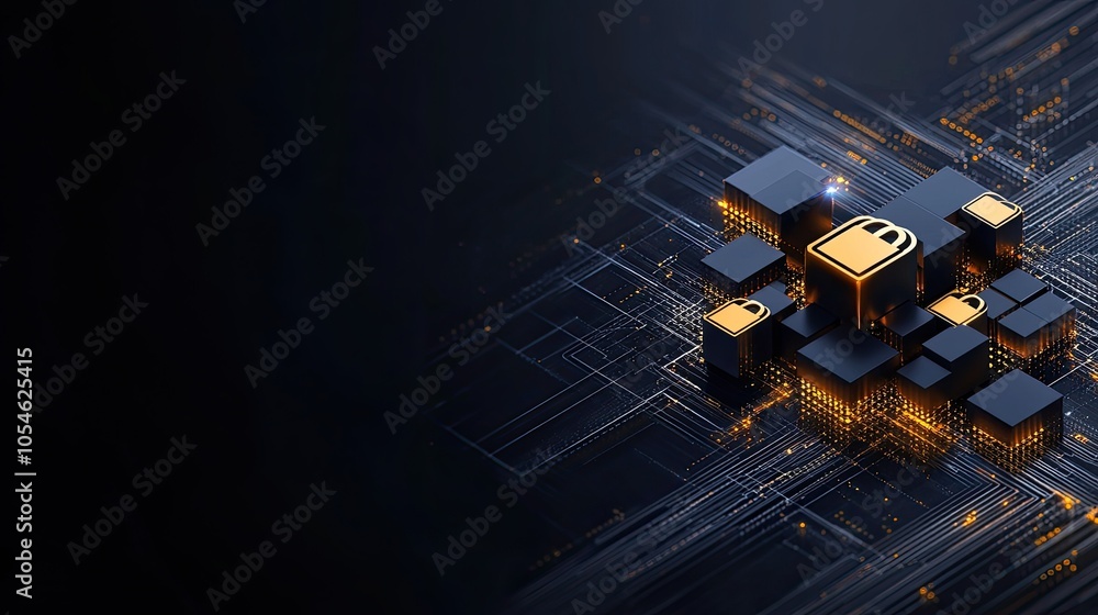 Aufkleber the illustration features multiple padlock icons connected through a network, symbolizing cybersecur