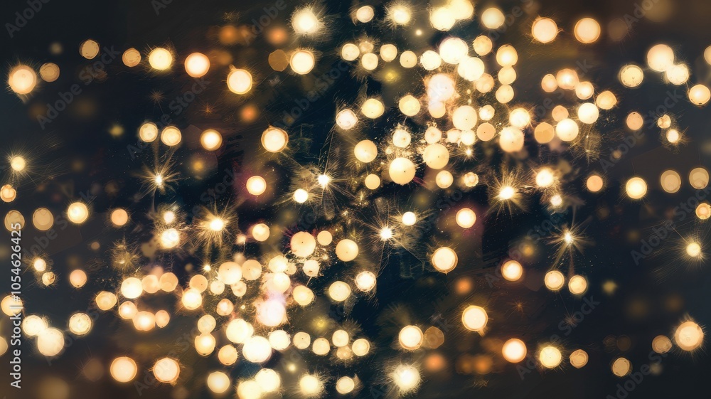 Poster abstract bokeh lights on a dark background, creating a magical atmosphere.