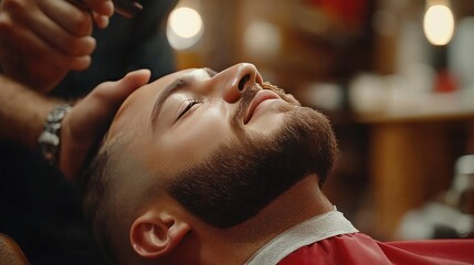 Fototapeta premium Relaxing Barber Experience with Grooming Details