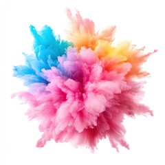 Fototapeta premium Colorful explosion of powder pigments on a white isolate background.