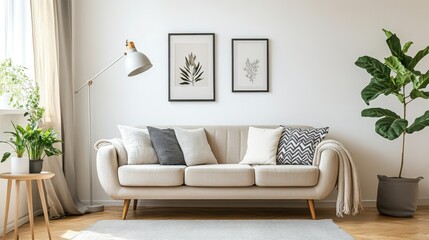 Modern Living Room with Stylish Decor and Plants