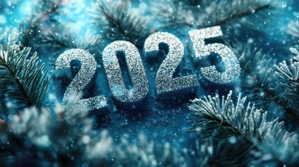 Glittering 2025 Celebration with Winter Background
