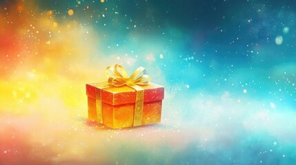 Colorful Gift Box with Sparkles and Glow