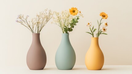 Vase with flowers, isolated on a simple backdrop for home decor 