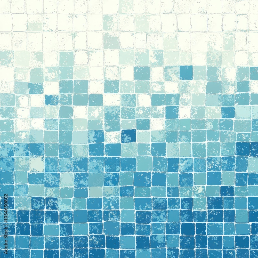 Poster a textured mosaic of blue tiles, creating a gradient effect from light to dark shades.