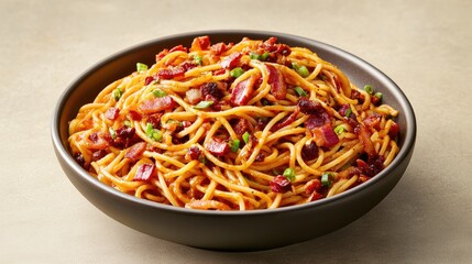 Delicious Spaghetti with Bacon and Green Onions