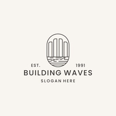 Building waves logo vector hipster vintage icon illustration