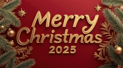 Golden Merry Christmas 2025 Holiday Design