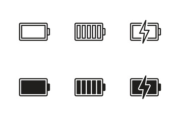 Fototapeta premium Battery icon set vector. battery charging symbol, battery charge level vector