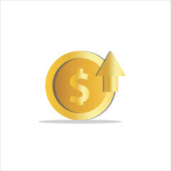 Money icon with dollar coin icon 3d rendering vector illustration simple solid style,dollar low,down,up with arrow,finance,buisiness illustration