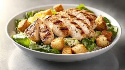 Grilled Chicken Salad with Croutons and Greens