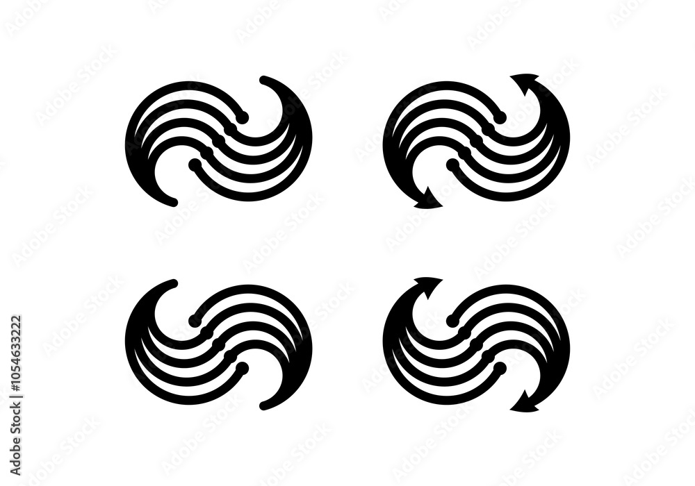 Poster abstract left right arrow vector lines and logo or sign or symbol design