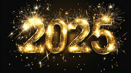 Sparkling 2025 New Year Celebration with Fireworks