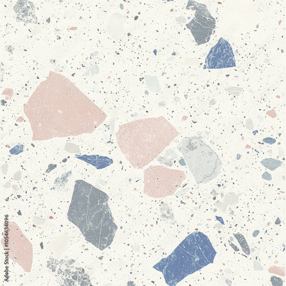 Poster a textured surface featuring various colored stones embedded in a light background.