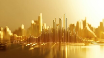 Fototapeta premium Golden Sound Wave Visualization in Abstract Background