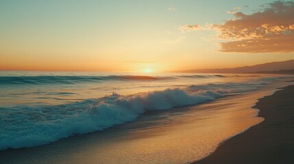 Fototapeta premium Serene Ocean Sunset with Gentle Waves