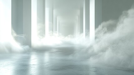 Ethereal Hallway with Mist and Light Effects