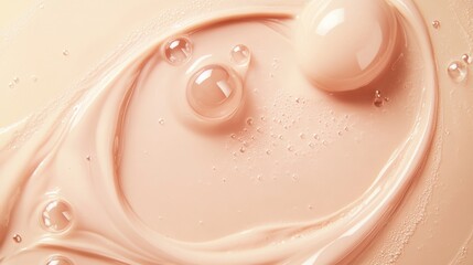 Creamy texture with bubbles in soft beige tones, abstract background. Skincare and beauty concept