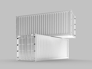 blank container shipping for mockup on white background	
