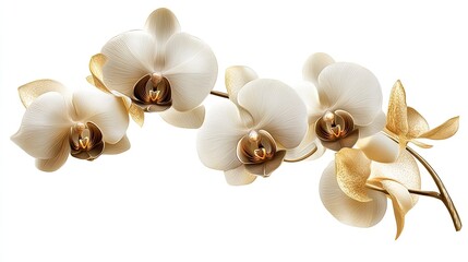White orchid flower with yellow petals isolated on white background.