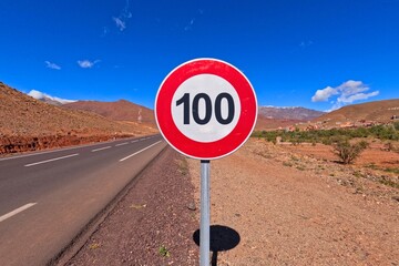 Speed Limit 100 km Road Sign