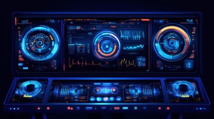Fototapeta premium Futuristic Control Interface with Data Visualization