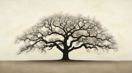 Silhouette of a Majestic Bare Tree against Soft Background
