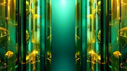 Obraz premium Abstract Green and Gold Geometric Background: Ornate, Elegant