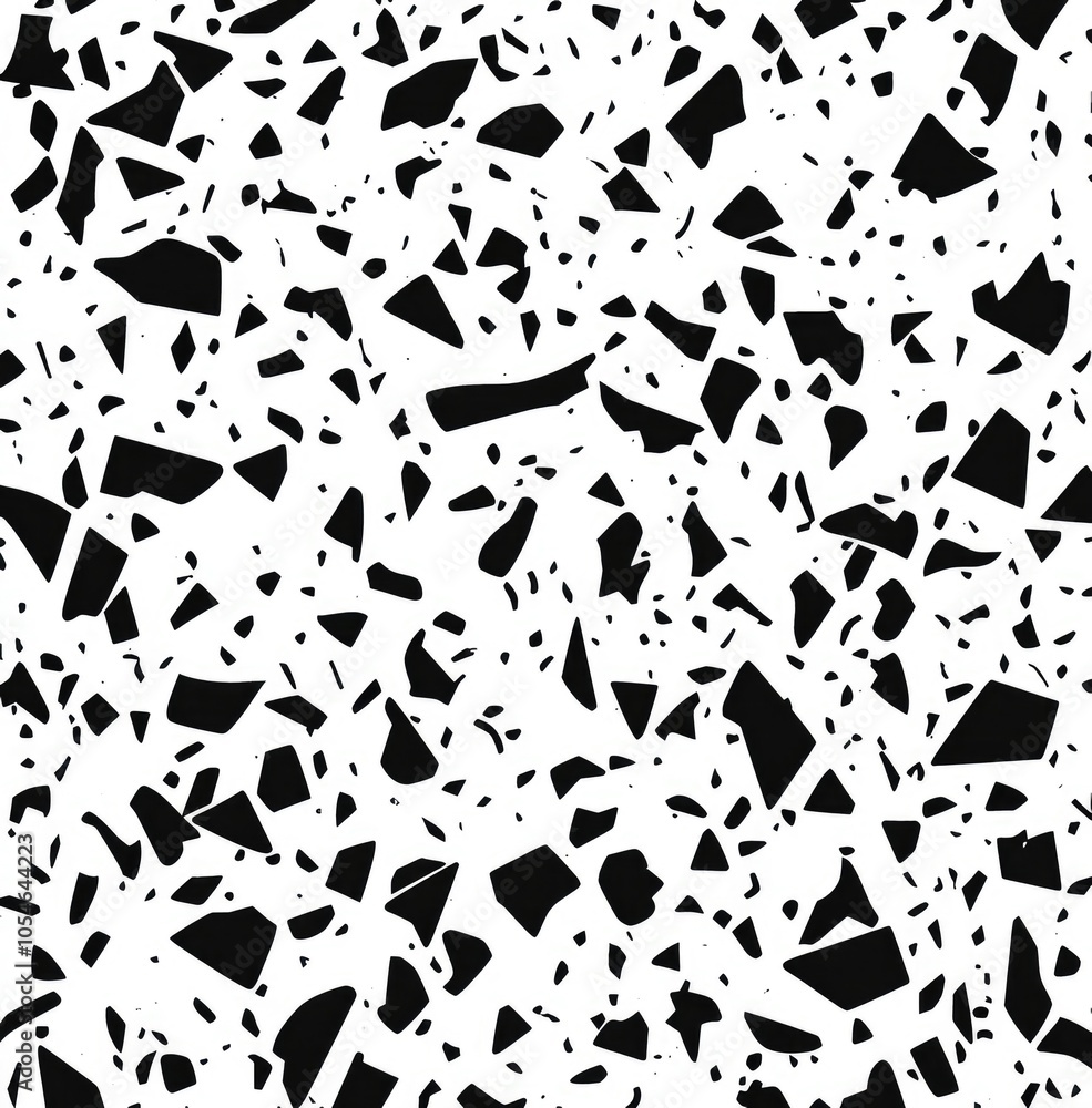 Aufkleber abstract black and white pattern featuring irregular shapes and fragments.