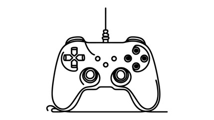 Obraz premium One continuous line illustration of a gaming joystick, isolated on white background.
