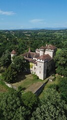 Fototapeta premium drone photo Poype de Serrières castle france europe