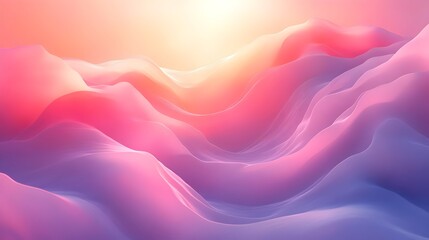 Fototapeta premium A soft, undulating landscape of pastel pink and lavender hues, creating a dreamy atmosphere as sunlight gently illuminates the scene from above.