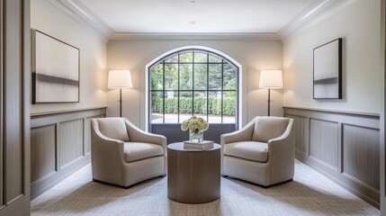 Fototapeta premium Cozy Living Room with Modern Decor and Natural Light