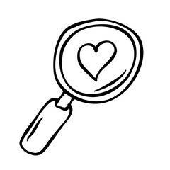 Hand drawn doodle magnifying glass