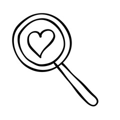 Hand drawn doodle magnifying glass
