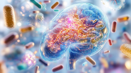 Naklejka premium Hologram of Glutathione Representing its Role in Boosting Antioxidant Defenses and Promoting Healthy Liver Detoxification