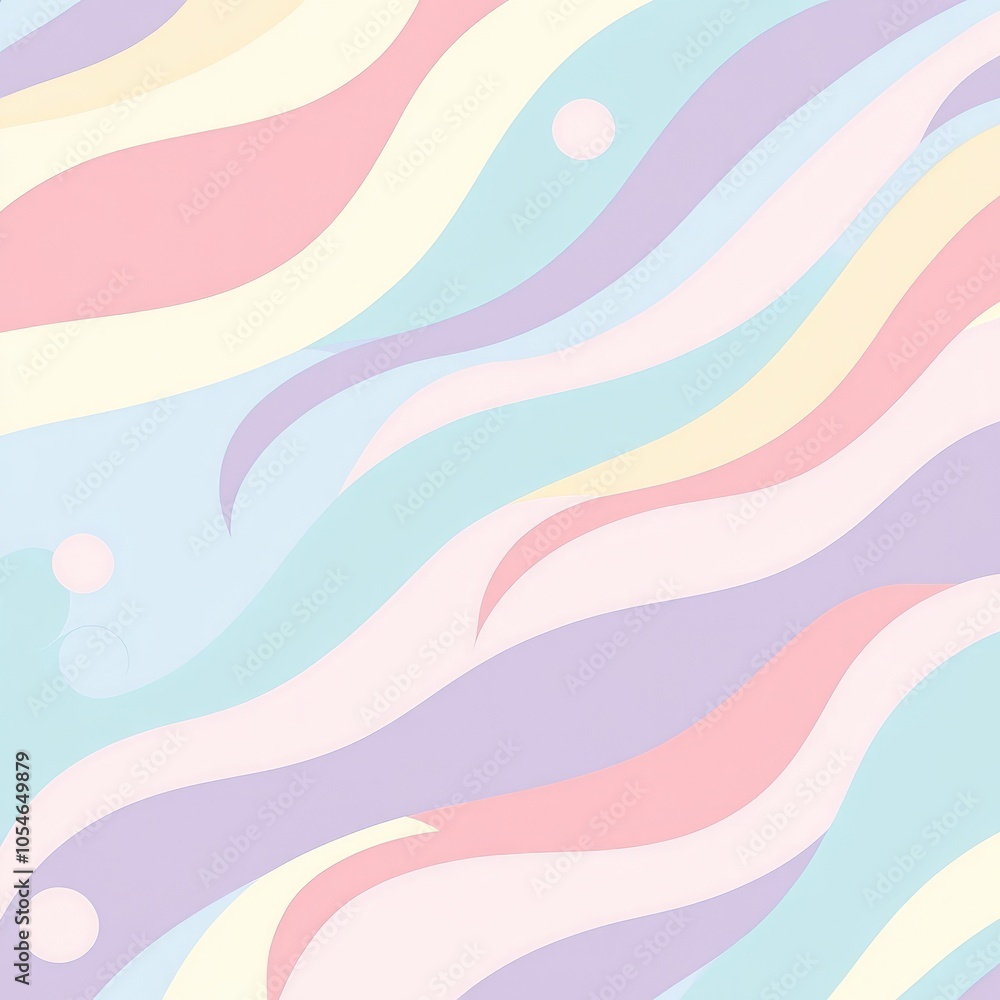 Poster abstract pastel waves in soft colors creating a soothing and playful pattern.