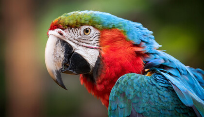 Fototapeta premium Close-Up of a Macaw, Emphasizing Its Stunning Plumage and Vibrant Colors