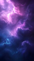 A mesmerizing swirl of purple and blue cosmic clouds, creating a vibrant galactic scene that evokes a sense of mystery and wonder in the vastness of space.