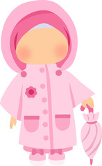 Cute Hijab Girl Wearing Rain Coat