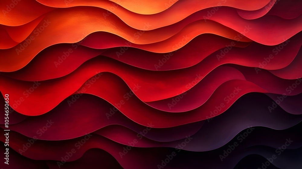 Poster an abstract artistic background featuring vibrant waves of red and orange hues, creating a dynamic a