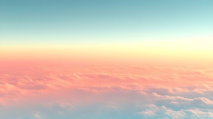 Fototapeta premium A serene view of soft, pastel-hued clouds stretching across the sky during sunset, blending shades of pink, orange, and blue, creating a tranquil atmosphere.