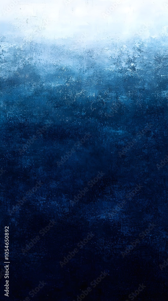 Poster a serene abstract ocean scene featuring deep blue hues that blend seamlessly, creating a calming yet