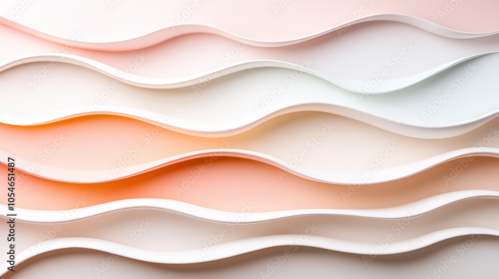 Aufkleber abstract curved layers in soft coral and cream tones creating a wavy 3d effect