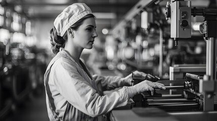 Fototapeta premium Woman in factory. 