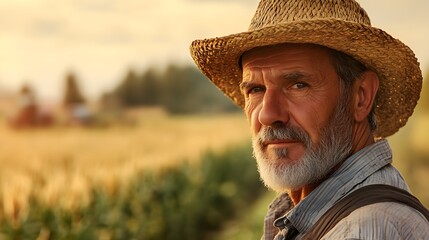 Fototapeta premium farmer working on Field. 