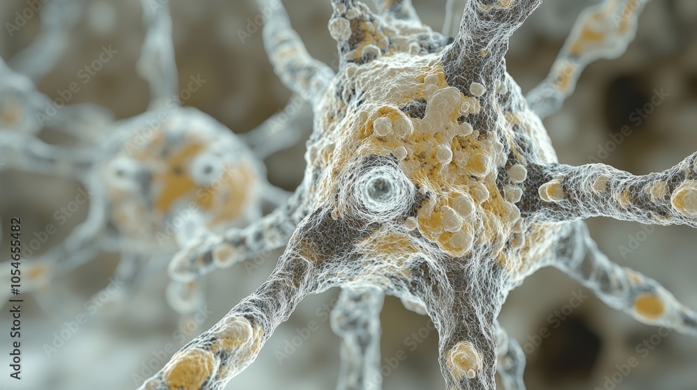 Poster abstract neural network visualization with organic patterns in detail