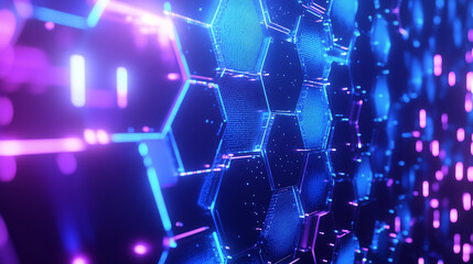 Fototapeta premium astarte.ai: Futuristic Glowing Hexagon Grid Background